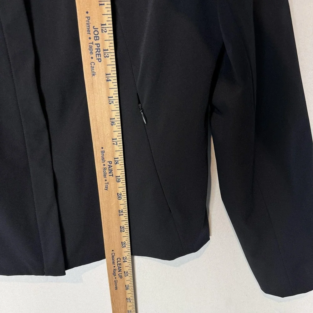 Ann Taylor Jacket Womens Medium Black Stretch Full‎ Zip Lined Pockets Classic